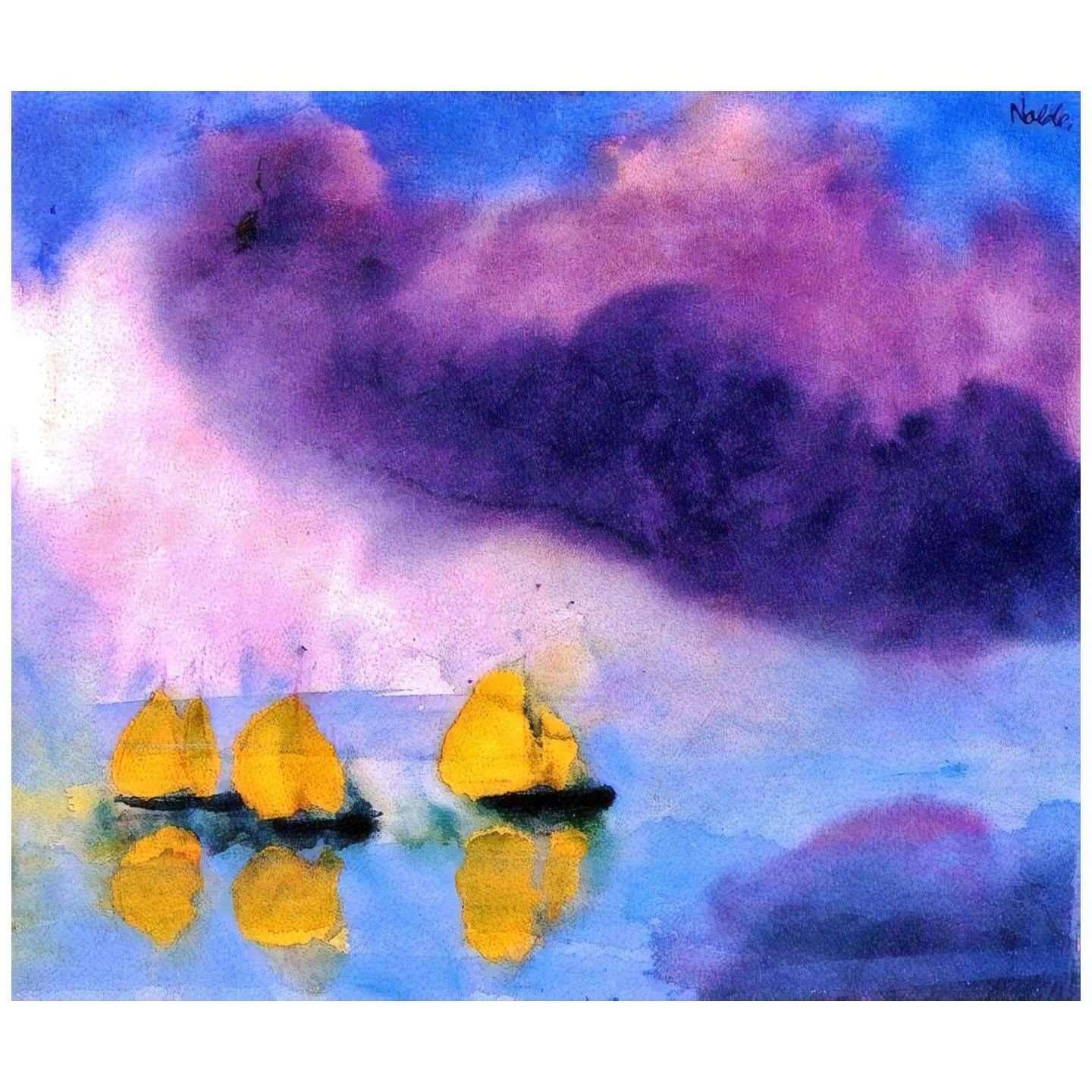  Emil Nolde. Meer und drei gelben Seglern. 1946. Nolde Museum Neuekirchen