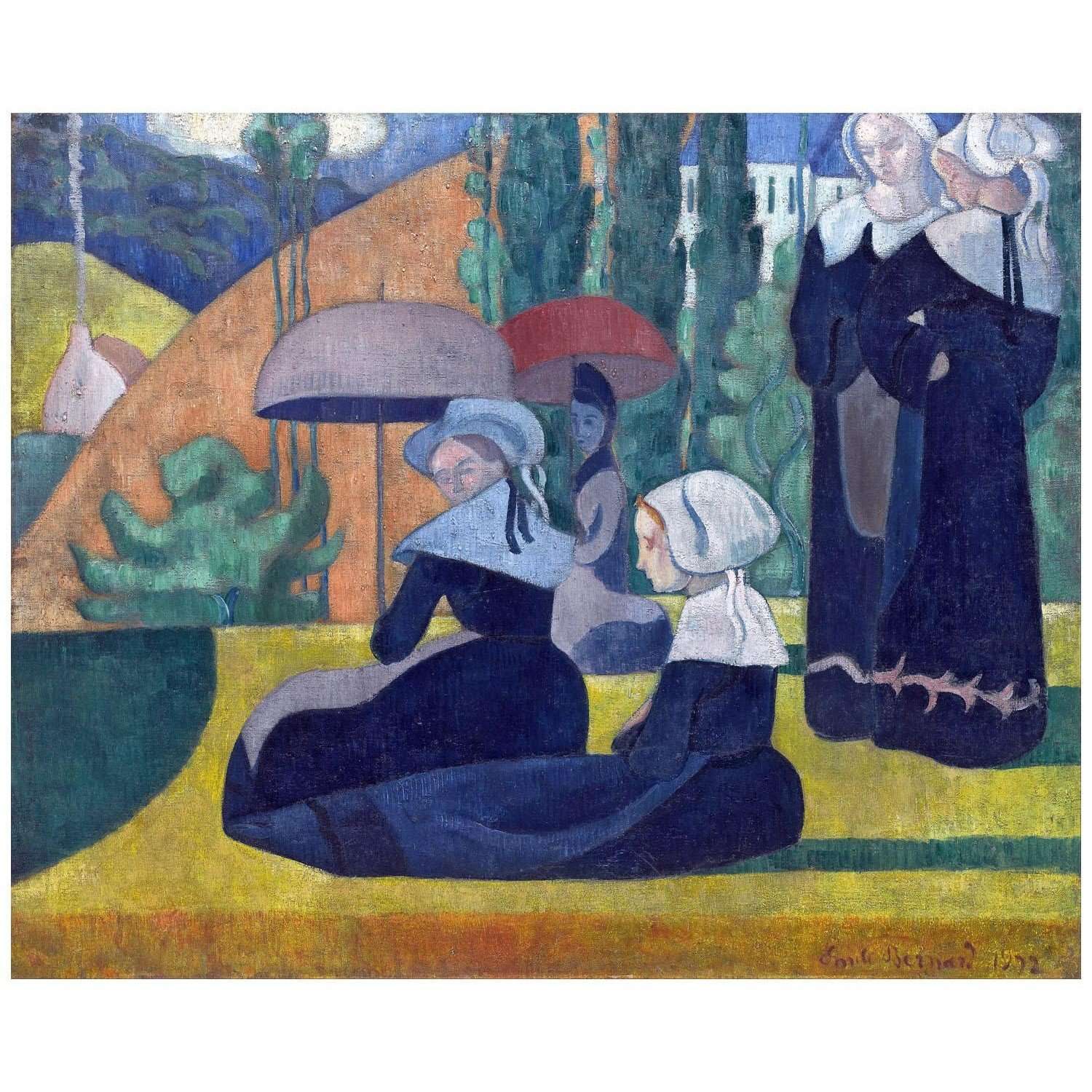  Emile Bernard. Les Bretonnes aux ombrelles. 1892. Musee dOrsay Paris