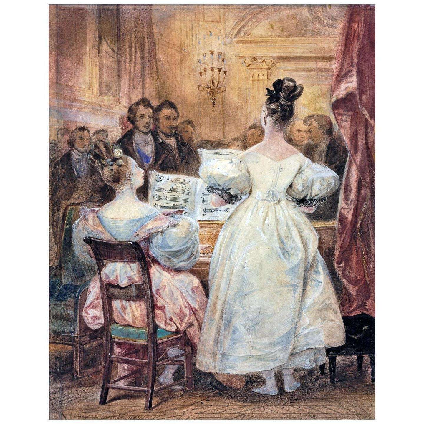  Eugene Diveria. Un Concert. Laura Dev?ria chante. 1831. Cleveland Museum of Art