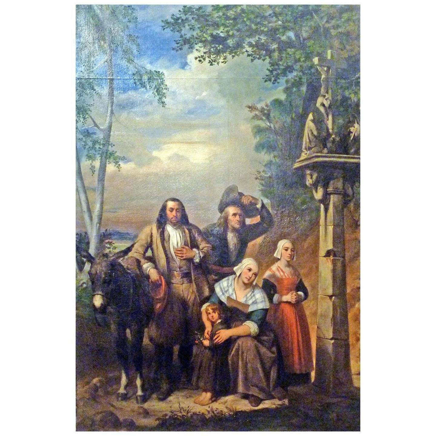  Eugene Diveria. Famille bretonne en pri?re. 1838. MBA de Quimper
