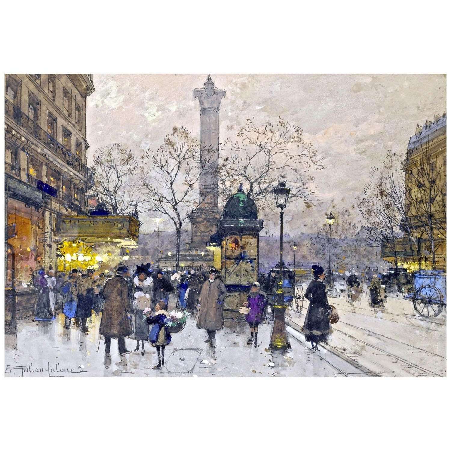  -Eug?ne Galien-Laloue. La Bastille, Paris. 1890-1895