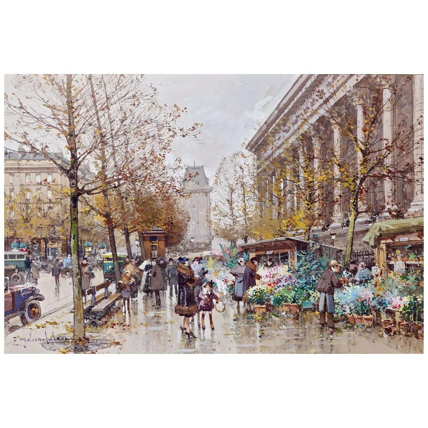  -Eug?ne Galien-Laloue. March? aux fleurs ? la Madeleine. 1911