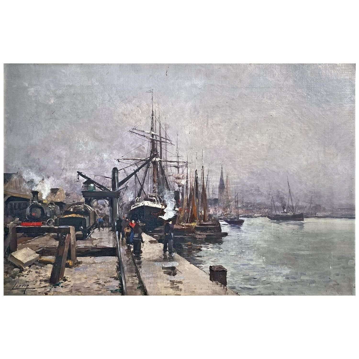  -Eug?ne Galien-Laloue. Dans le port d'hiver. 1923