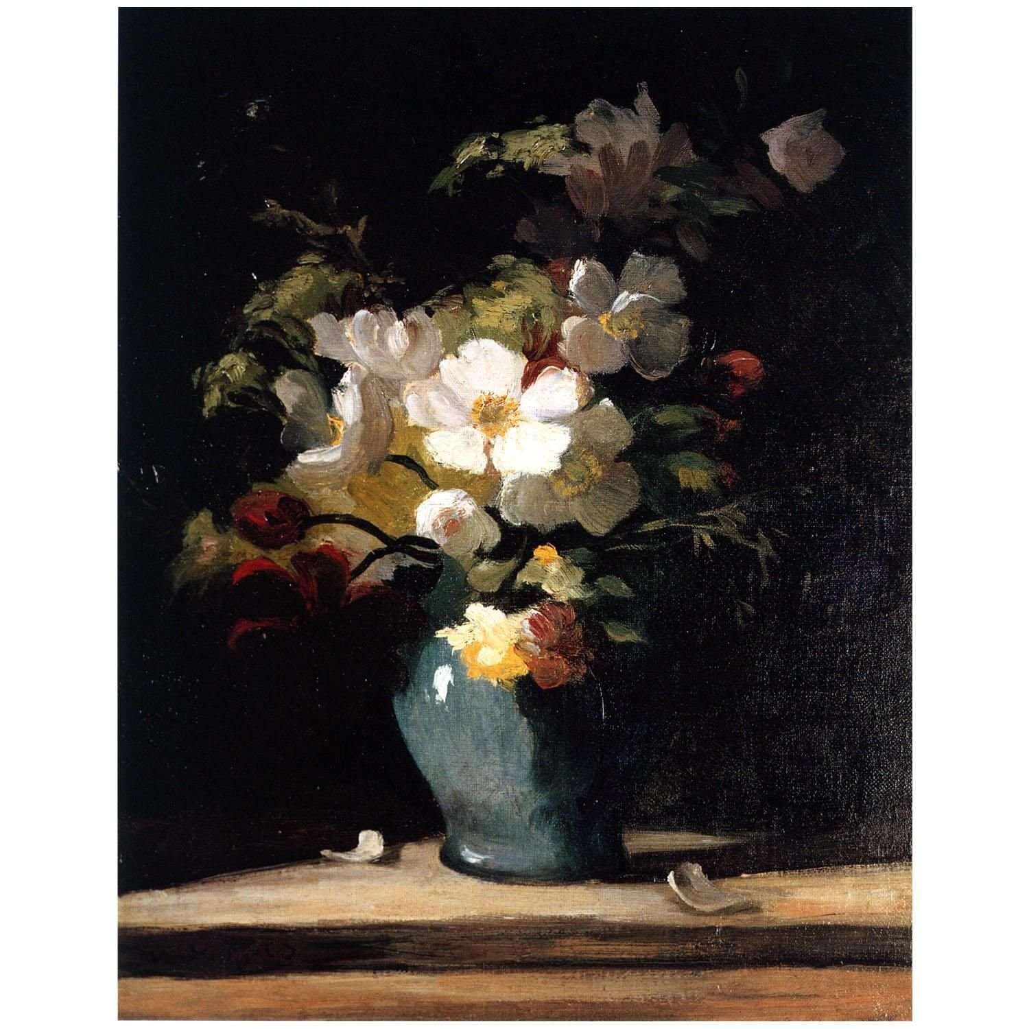  Eva Gonzales. An?mones au vase bleu. 1872. Collection priv?e