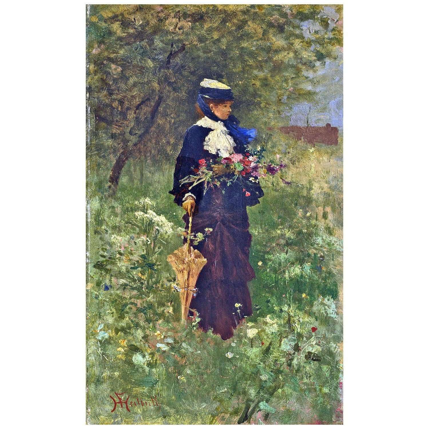  Ferdinand Heilbuth. Femme avec des fleurs. 1875. Sterling Art Institute Williamstown