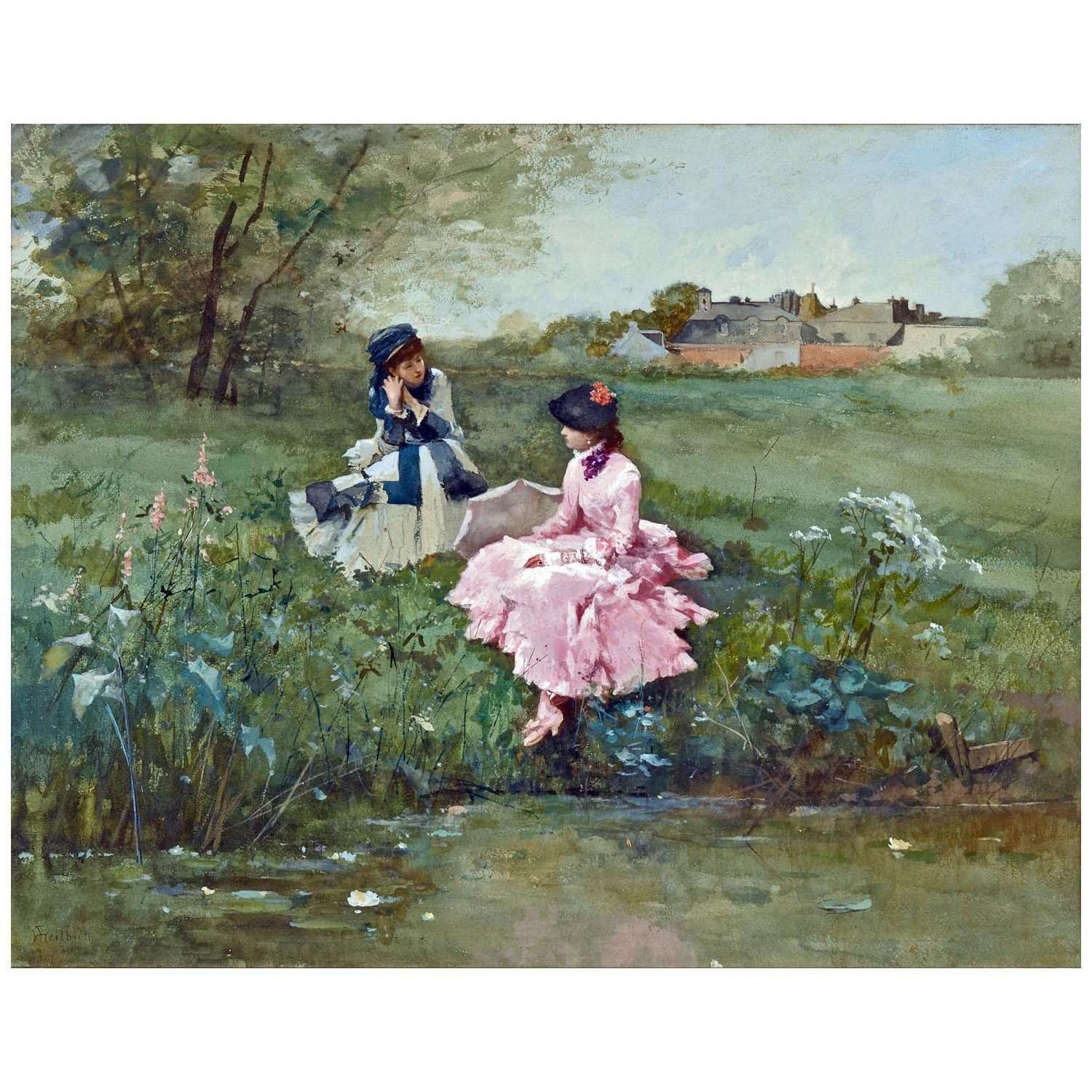  Ferdinand Heilbuth. Jeunes filles sur les berges. 1880. Collection privee