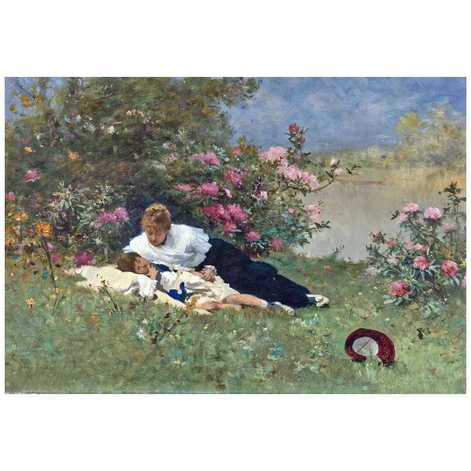  Ferdinand Heilbuth. Au repos parmi les fleurs. 1883. Collection privee