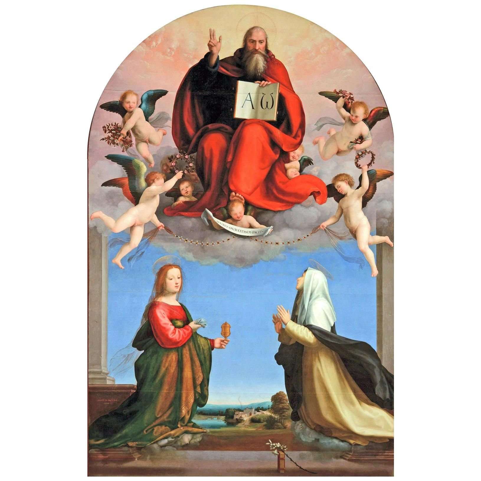  Fra Bartolomeo. Dio Padre con Santa Caterina e Maria Maddalena. 1509. Villa Guinigi Lucca
