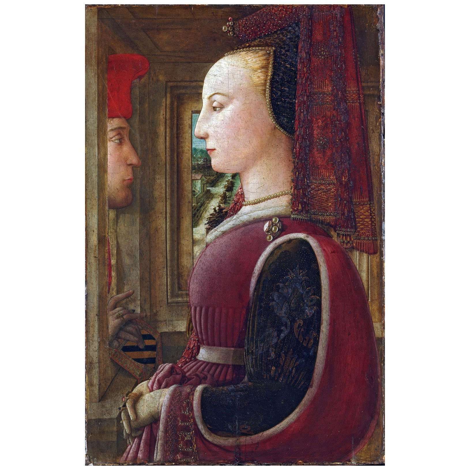   Fra Folippo Lippi. Ritratto di donna con uomo a battente. 1440. Metropolitan Museum NY