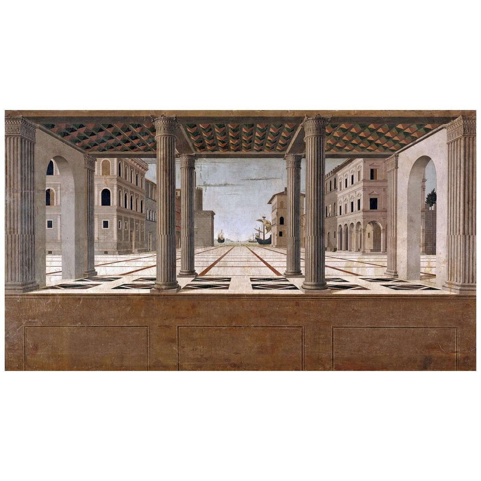  Francesco di Giorgio. Citt? ideale. Veduta architettonica. 1492. Gemaldegalerie Berlin