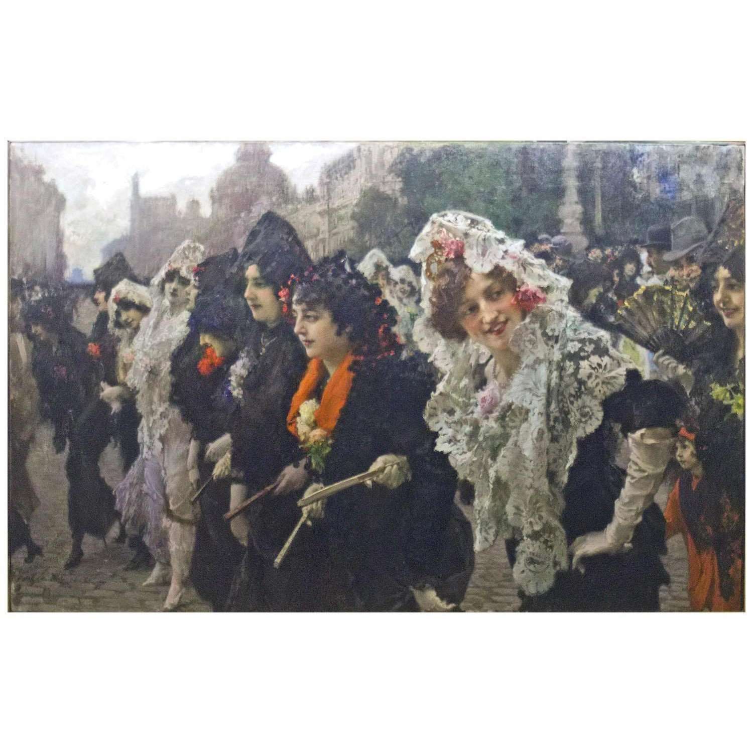  Francisco Pradilla. Paseo de mantillas. 1914. Museo Thyssen-Bornemisza Madrid
