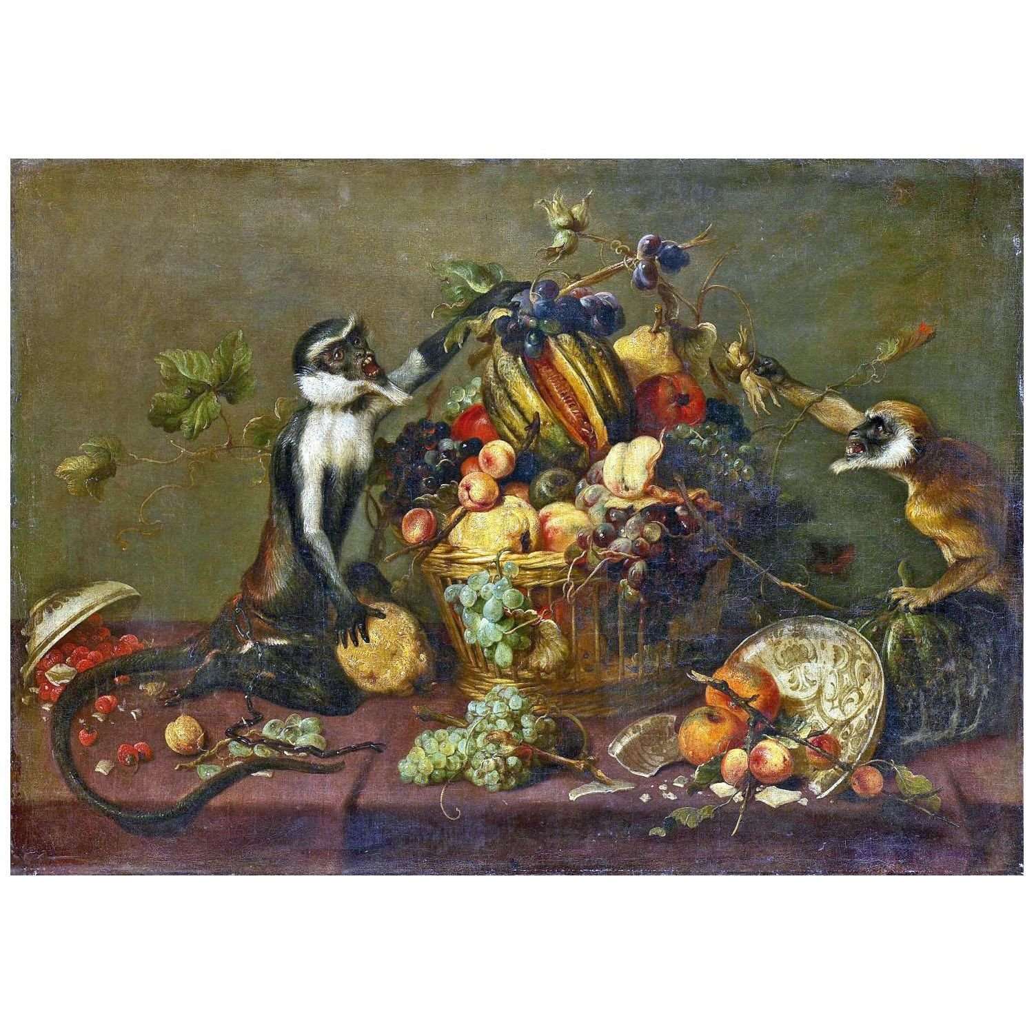  Frans Snyders. Two Monkeys Stealing Fruit from a Basket. 1615. Musee du Louvre