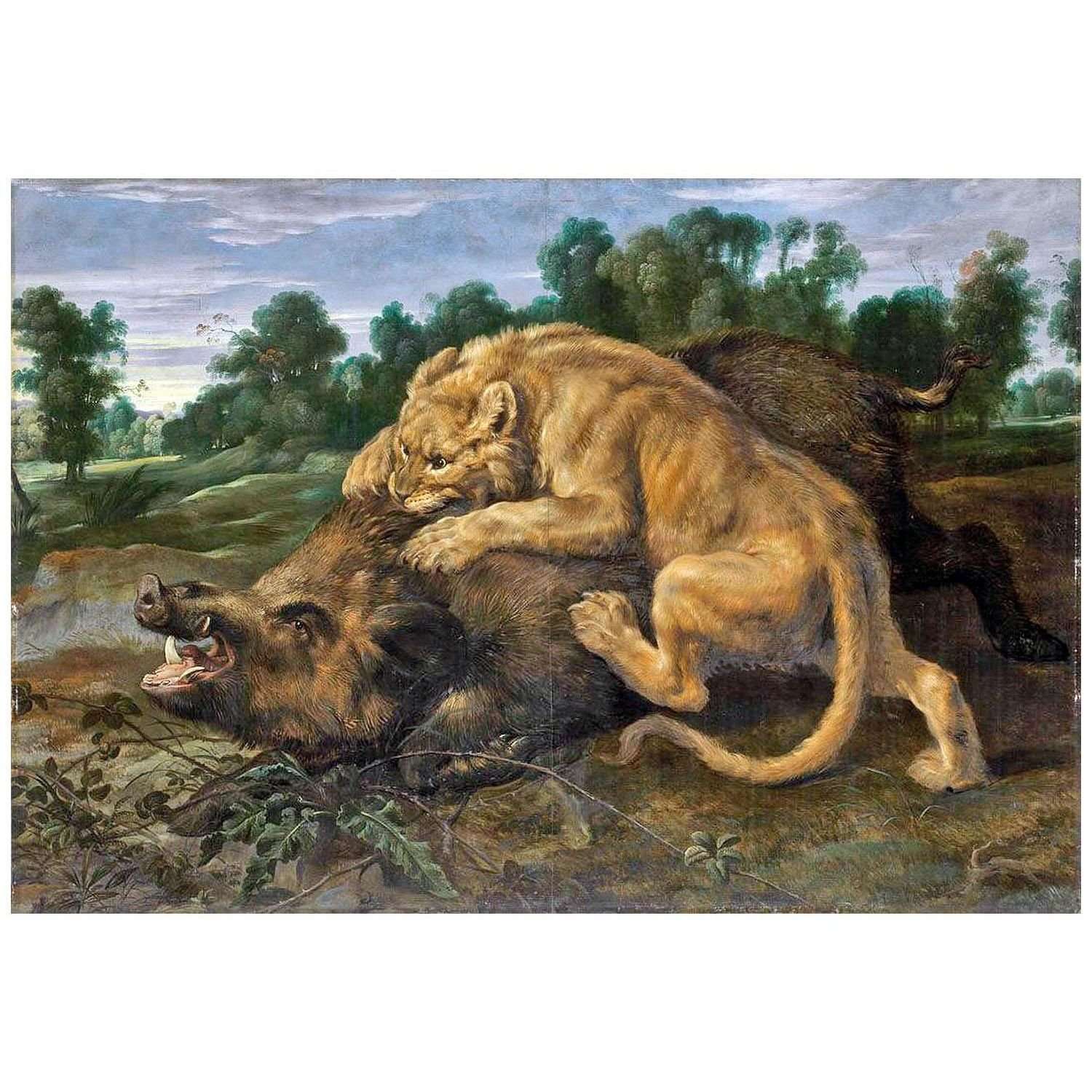  Frans Snyders. A Lion Killing a Boar. 1620. Alte Pinakothek Munchen