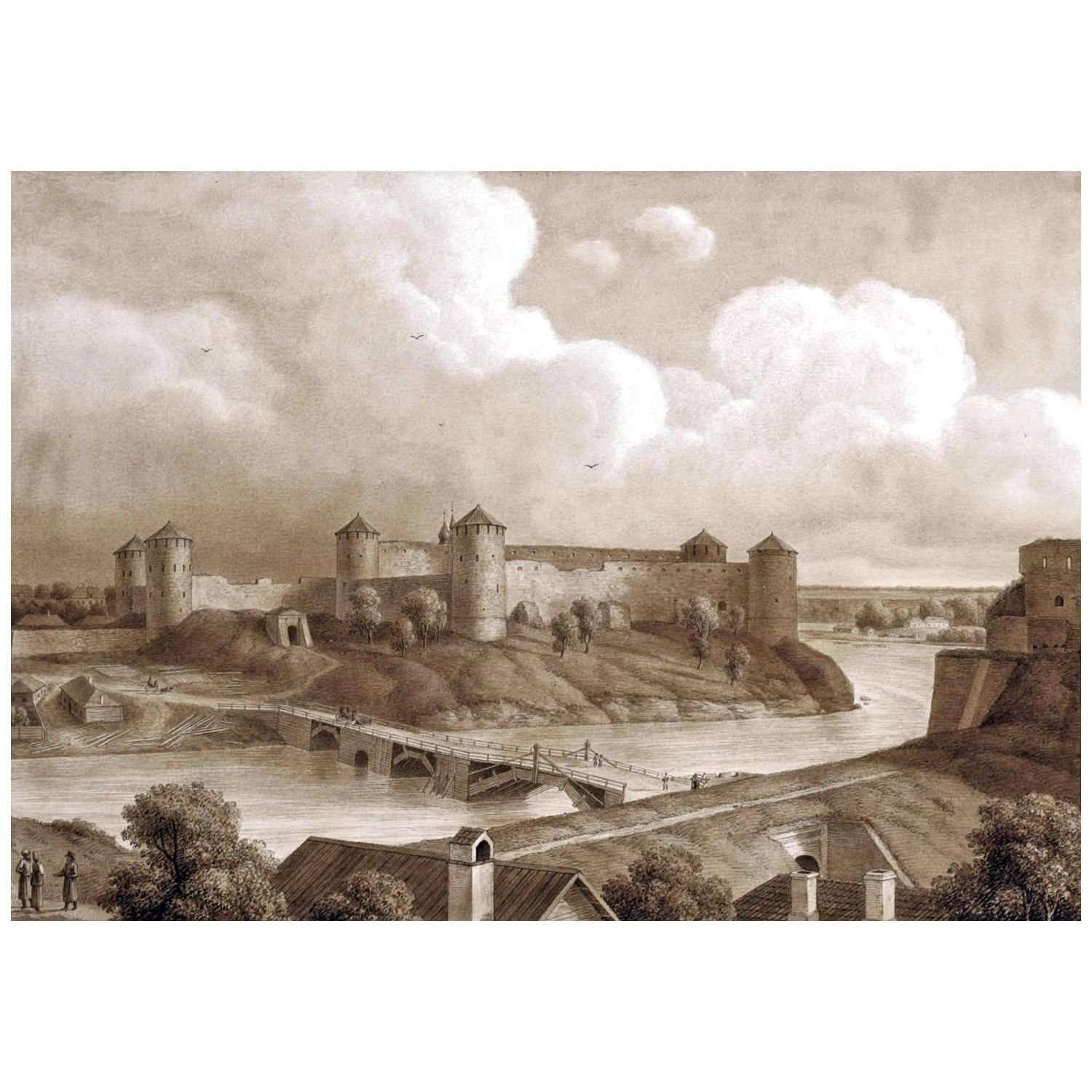   Karl von K?gelgen. Ivangorod. Ruinen der alten Burg. 1818. EKM Tallinn
