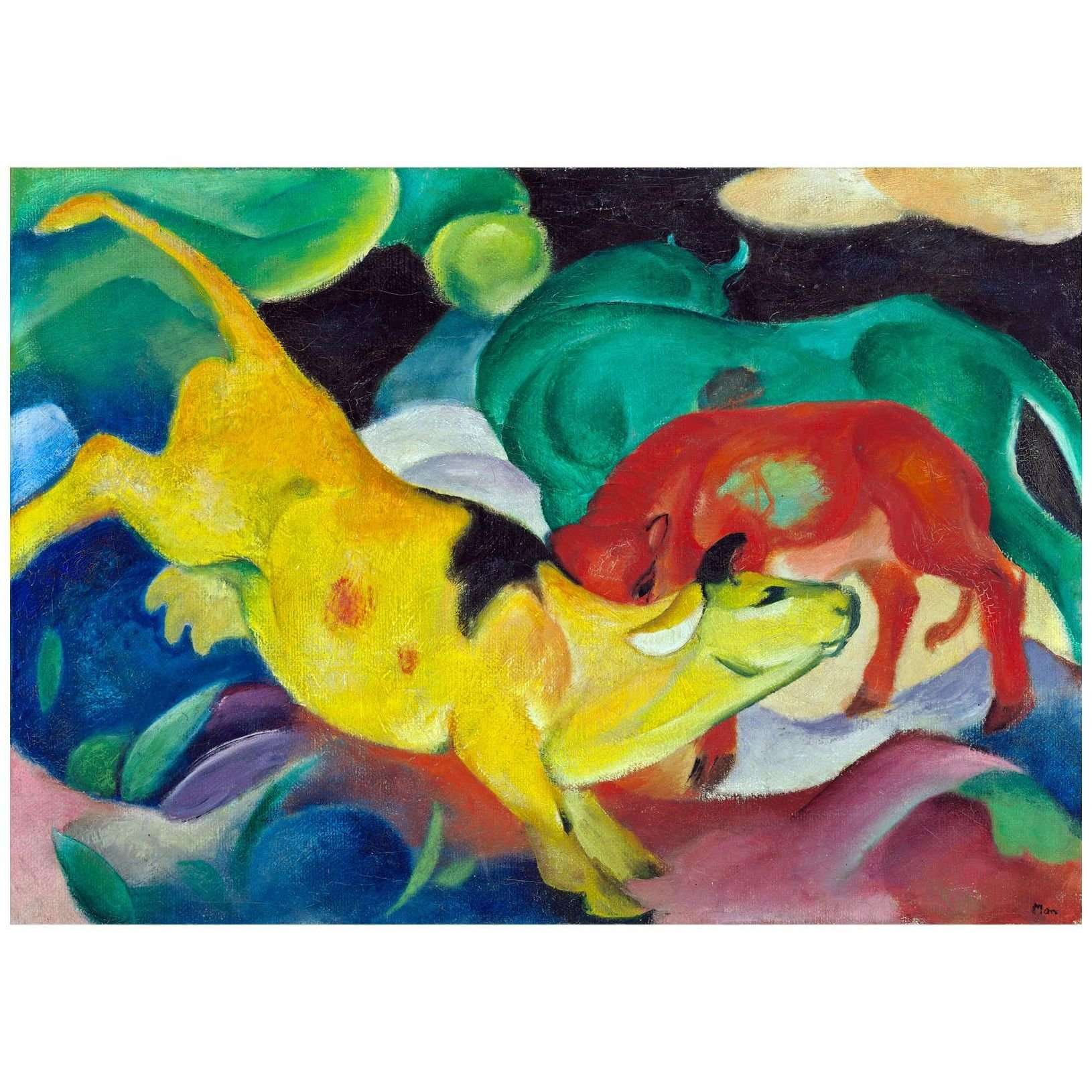  Franz Marc. K?he-rot, gr?n, gelb. 1912. Lenbachhauas Munchen