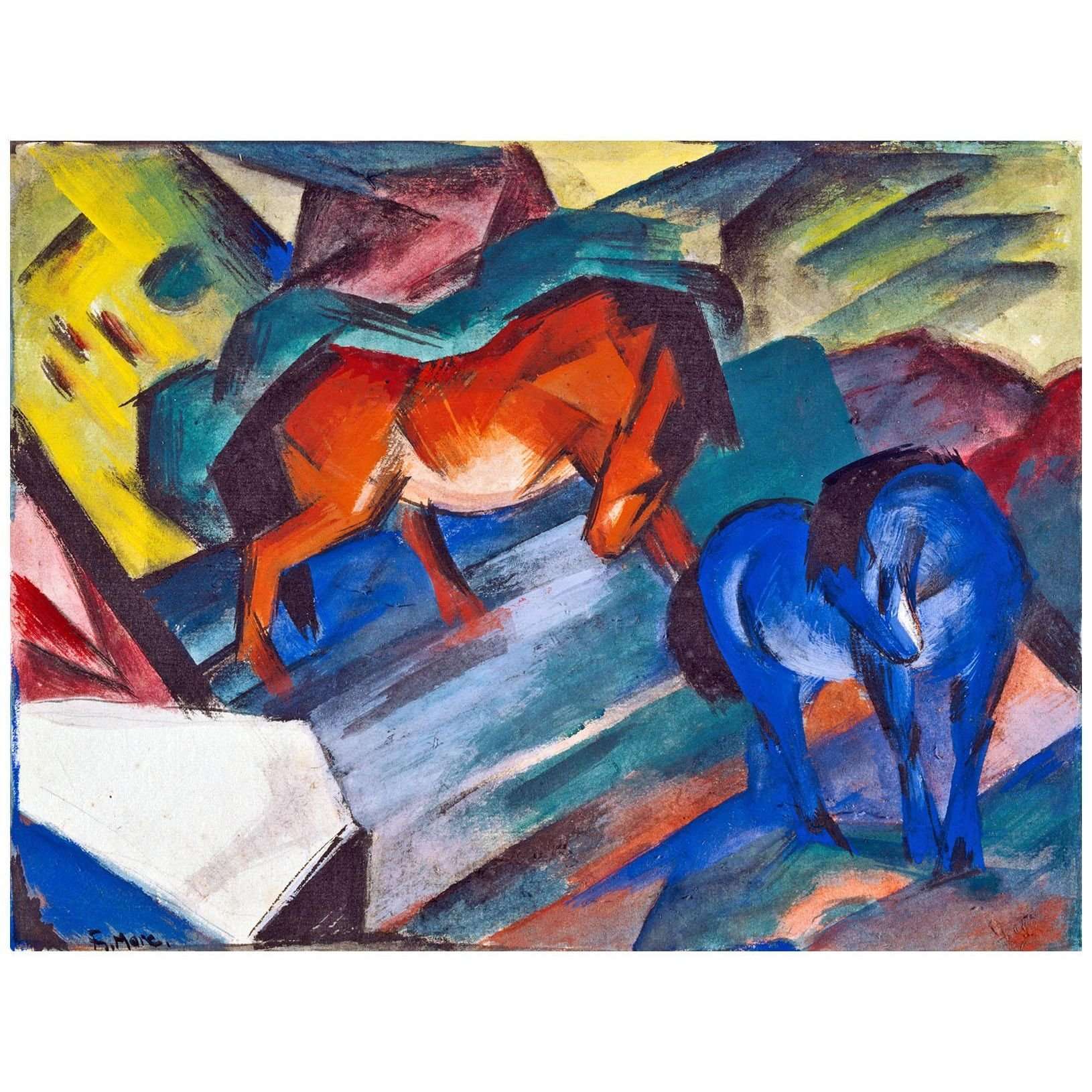  Franz Marc. Rotes und blaues Pferd. 1912. Lenbachhauas Munchen