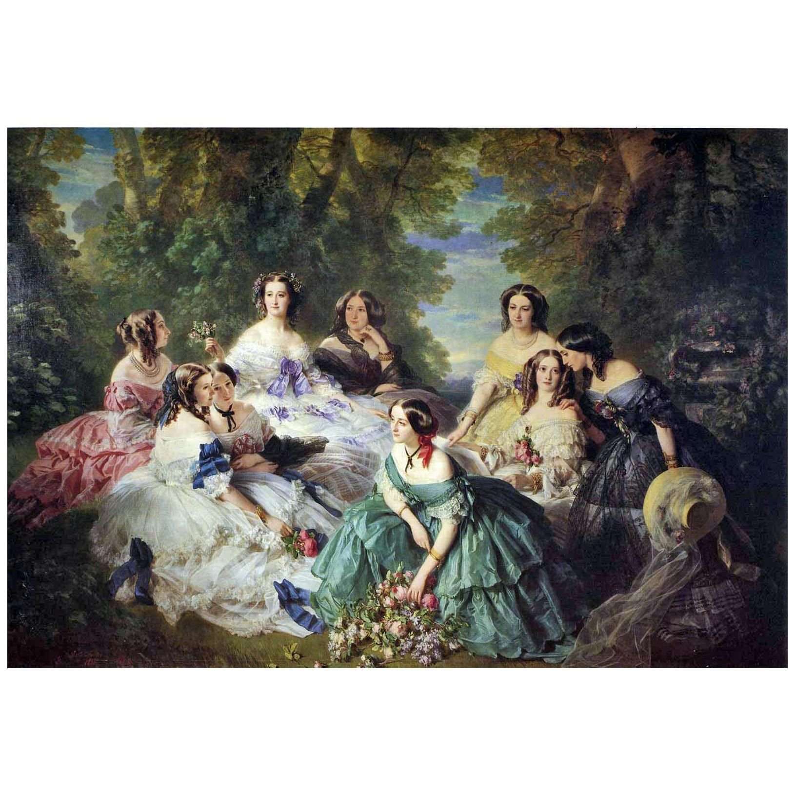   Franz Winterhalter. Kaiserin Eug?nie mit ihren Hofdamen. 1855. Chateau de Compiegne