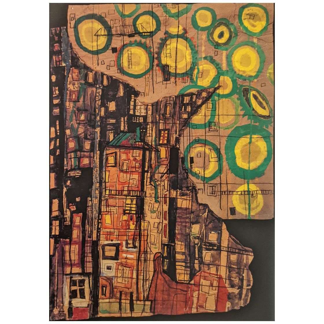  Friedensreich Hundertwasser. Die Sonnenblumen und die Stadt. 1949