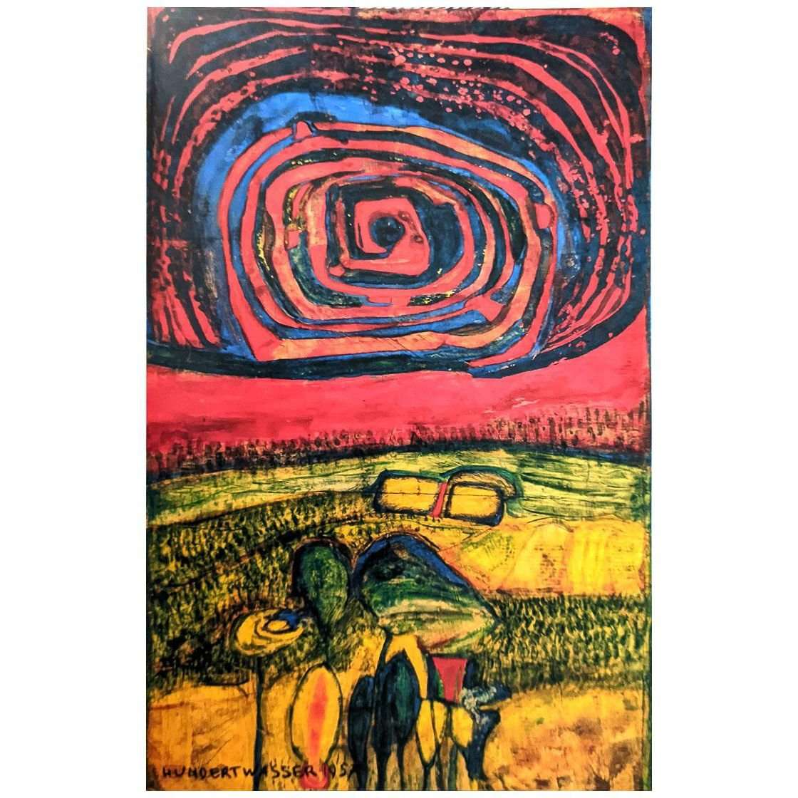 Friedensreich Hundertwasser. Landschaft mit violetter Sonne. 1957