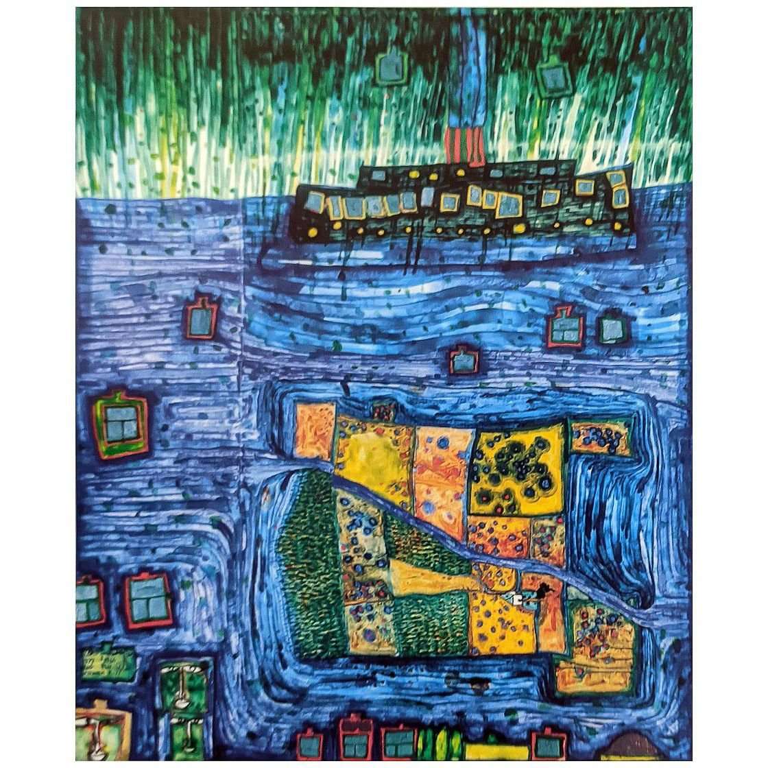  Friedensreich Hundertwasser. Waikato Insel und Dampfer in Rio. 1976