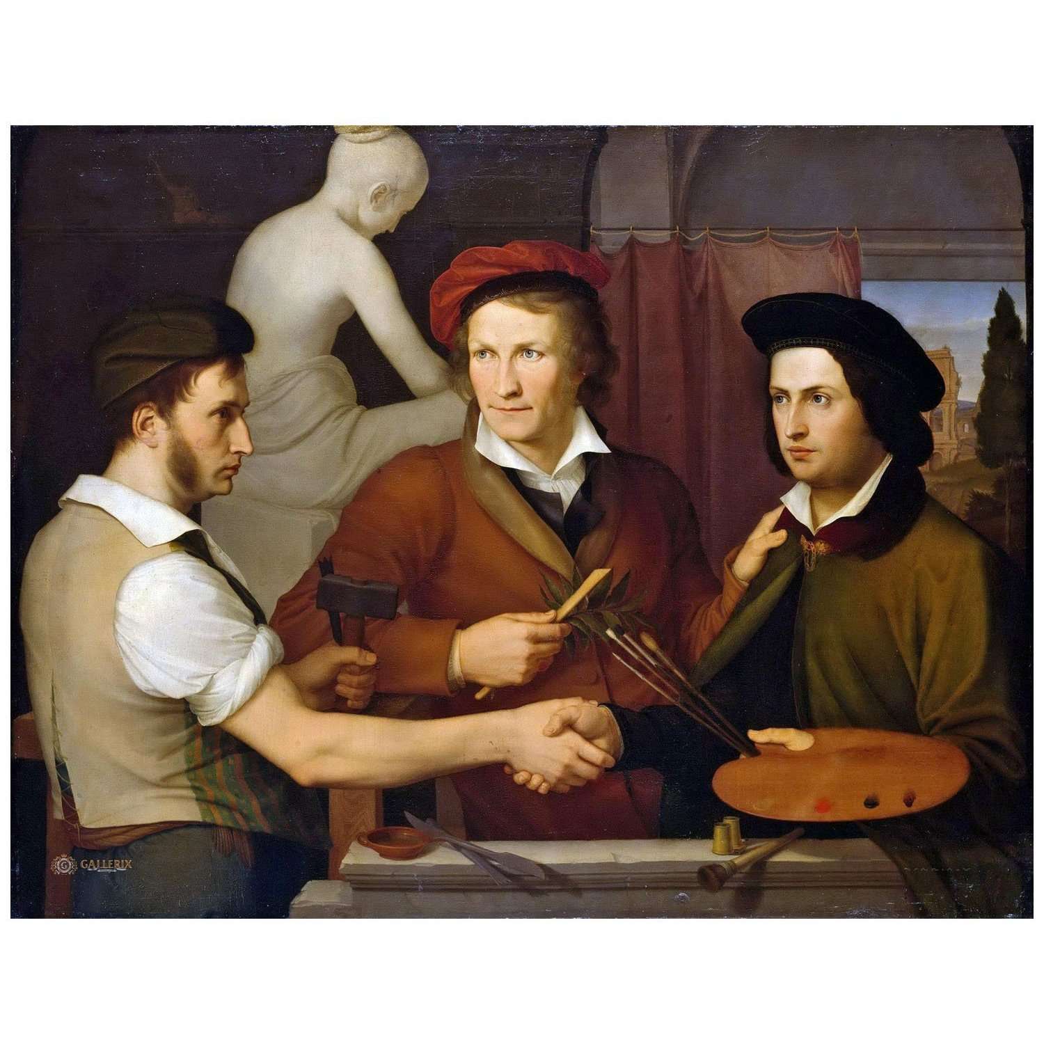  Wilhelm Schadow. Br?der Schadow mit Thorvaldsen. 1816. Gemaldegalerie Berlin