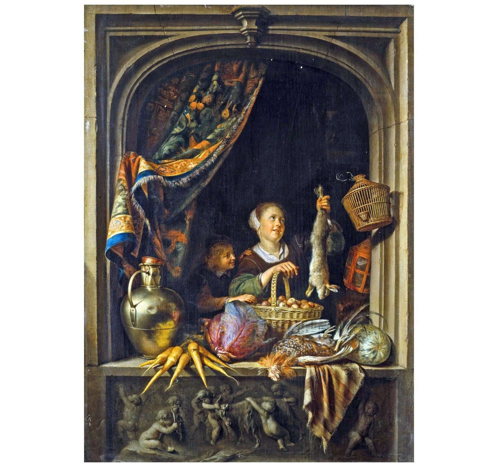  Gerrit Dou. Young Woman with Boy in Window. 1657. Leiden Collection