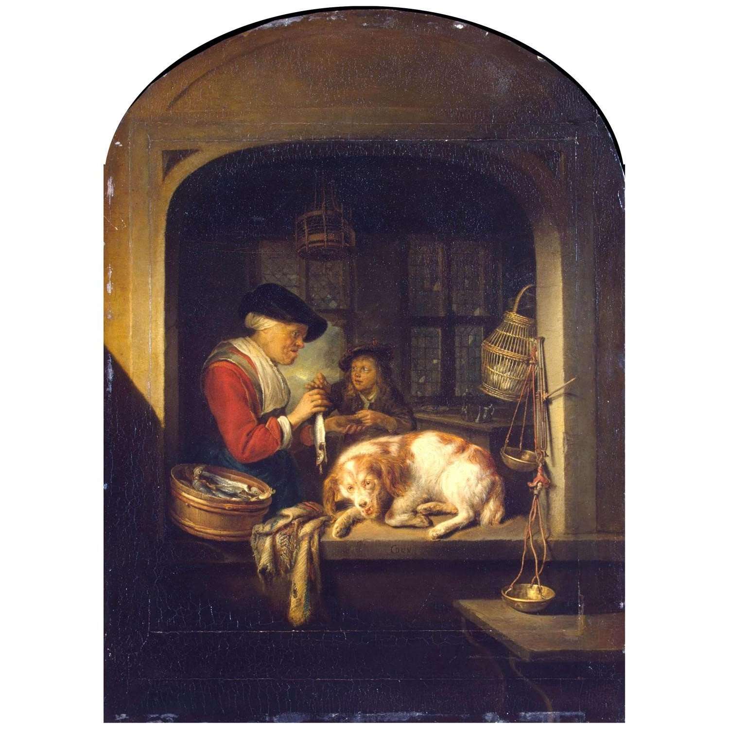  Gerrit Dou. The Hearing Seller. 1672. Hermitage Museum