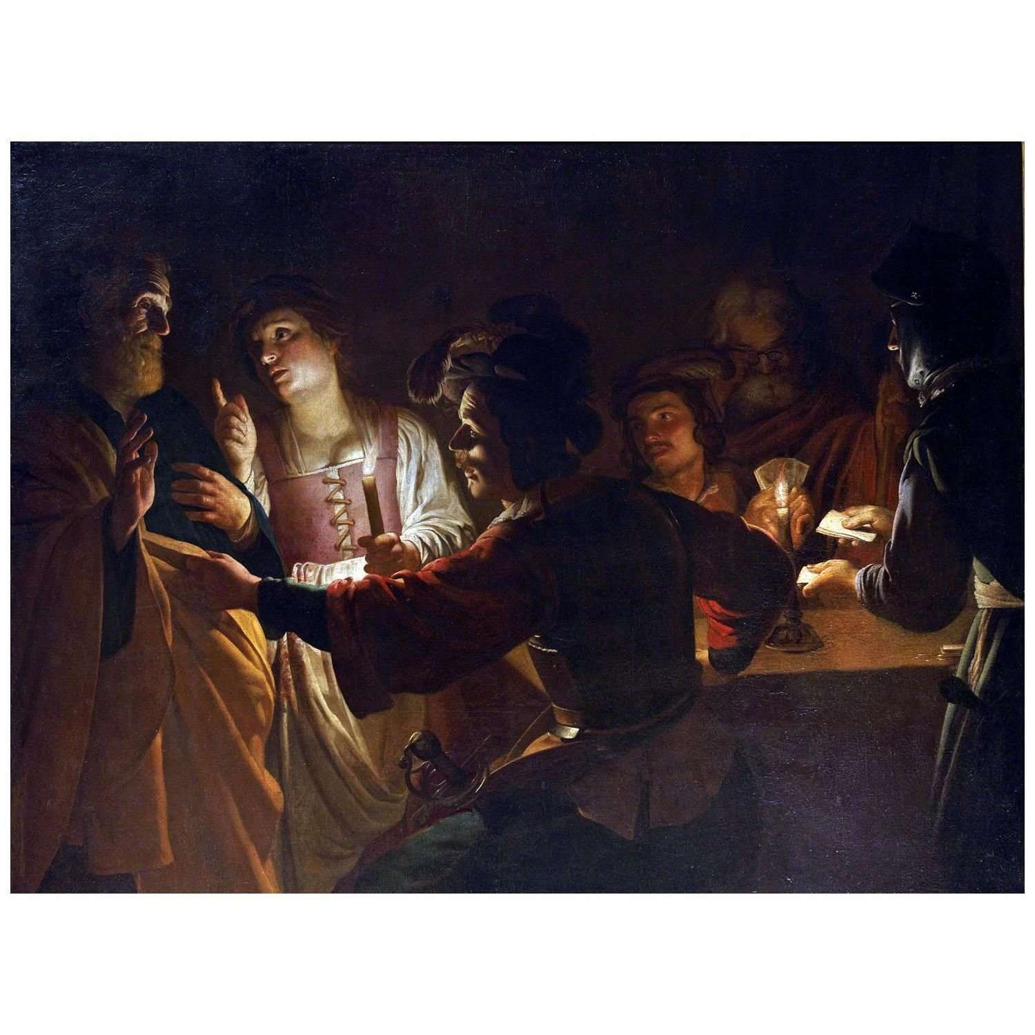  Gerrit van Honthorst. The Denial of St. Peter. 1616-1618. Musee du Louvre