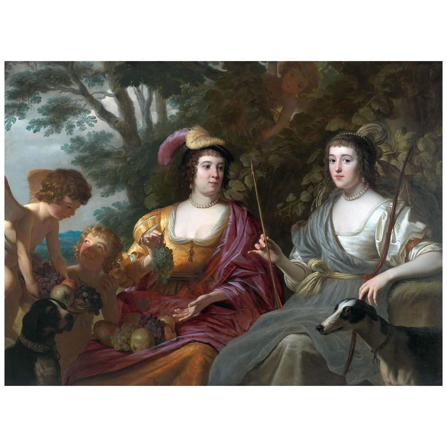  Gerrit van Honthorst. Amalia van Solms and Charlotte Stanley. 1633. Paleis Het Loo, Apeldoom