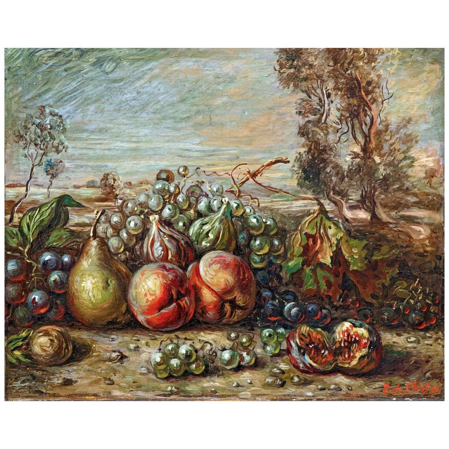   Giorgio de Chirico. Frutta con alberi. 1962. Collezione privata