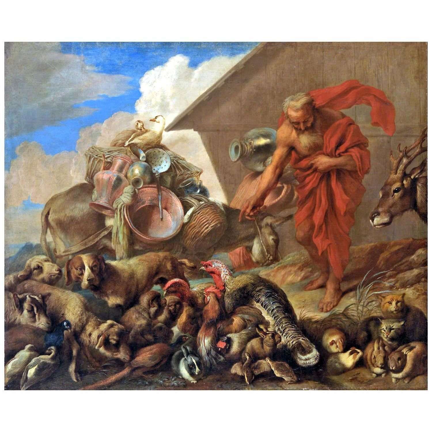  Giovanni Castiglione. No? con gli animali davanti all'Arca. 1645. KHM Wien