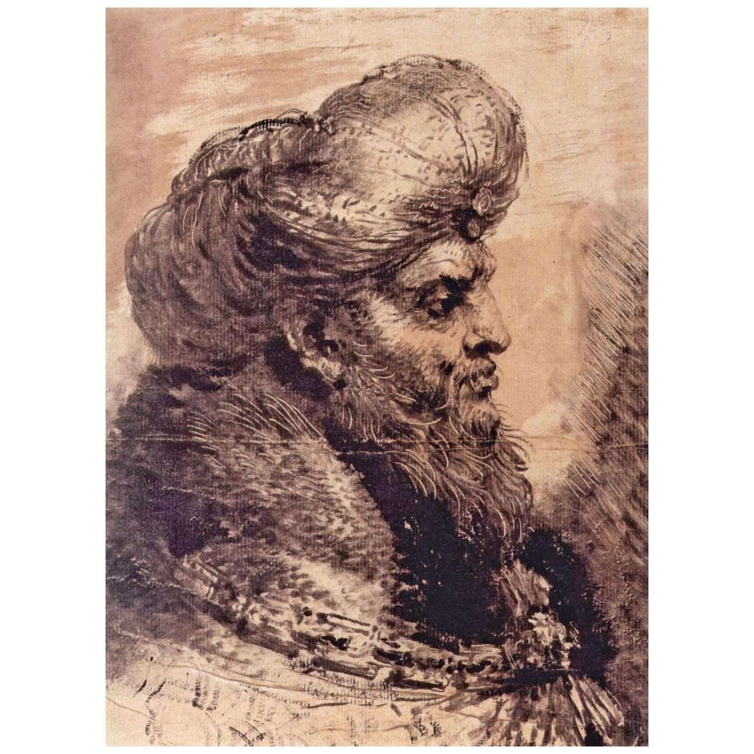  Giovanni Castiglione. Testa orientale barbuta. Monotipia 1655. Windsor Castle