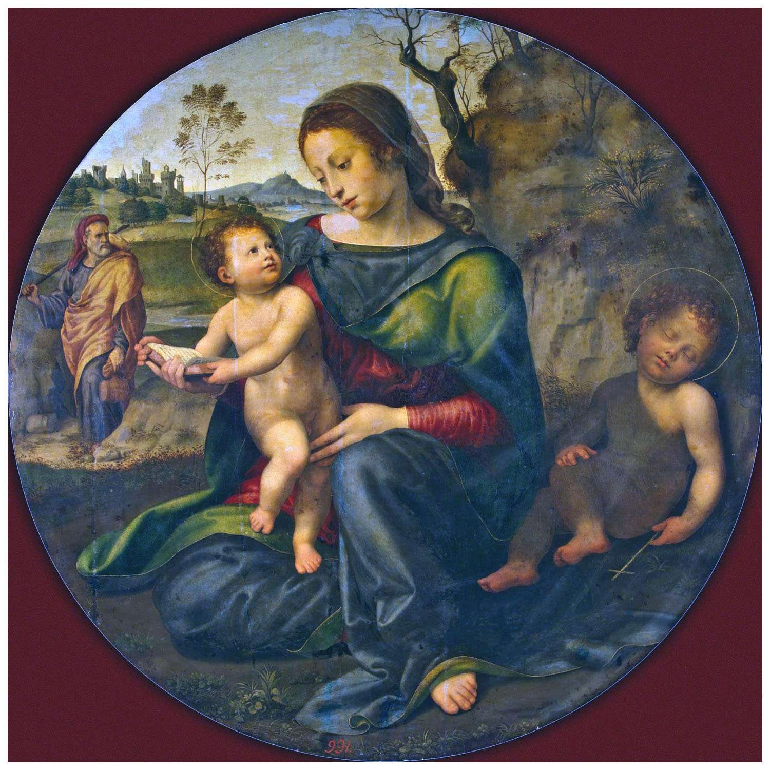  Giuliano Bugiardini. La Sacra Famiglia con San Giovanni Battista. 1520. Hermitage