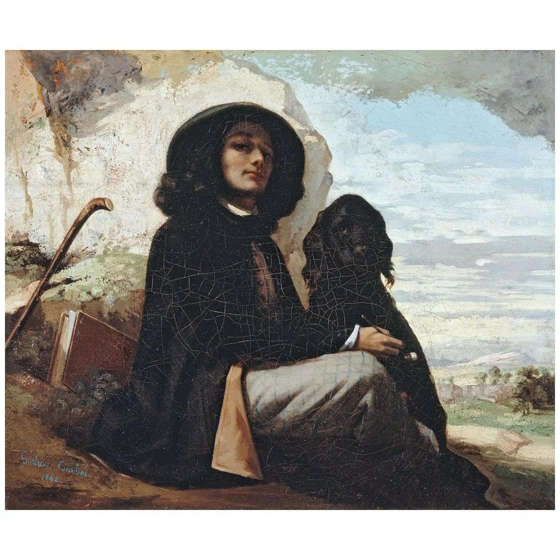  Gustave Courbet. Autoportrait au chien noir. 1842. Musee du Petit Palais Paris