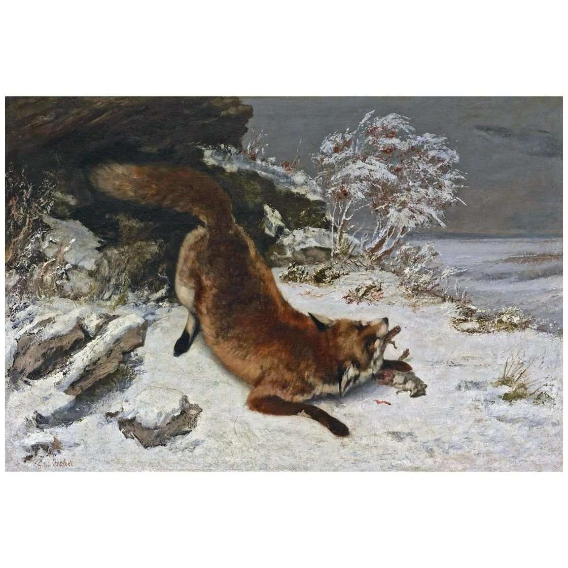  Gustave Courbet. Renard dans la neige. 1860. Dallas Museum of Art