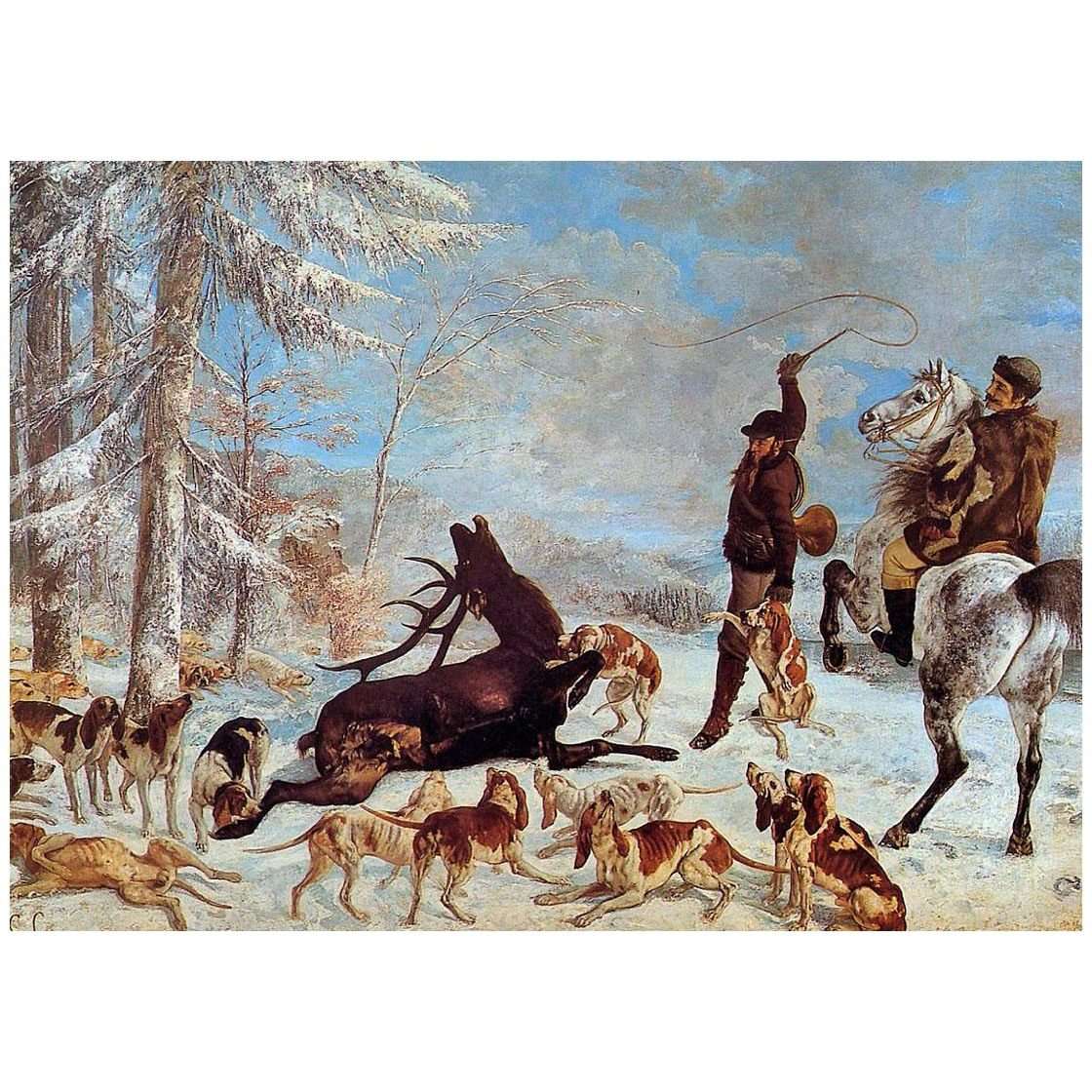  Gustave Courbet. Tuer un cerf. 1867. Musee de Besancon