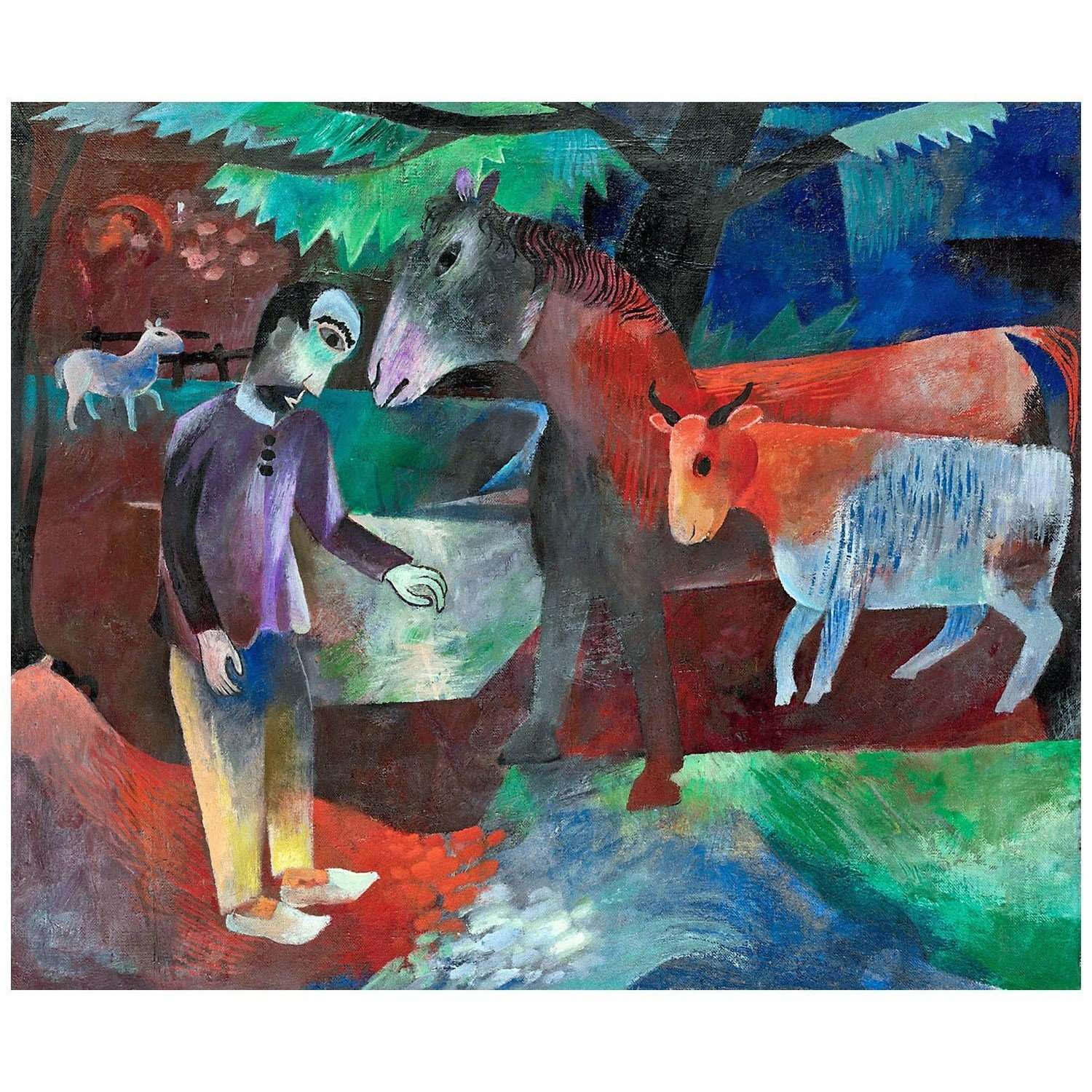  Heinrich Campendonk. Mann, Pferd, Kuh. 1918. Privatsammlung