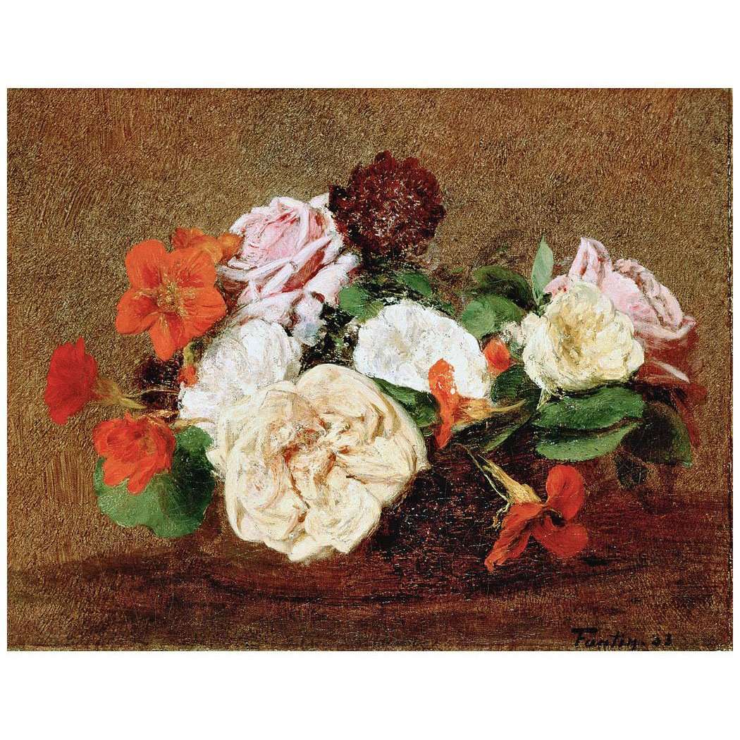  -Henri Fantin-Latour. Roses et capucines dans un vase. 1883. Hermitage