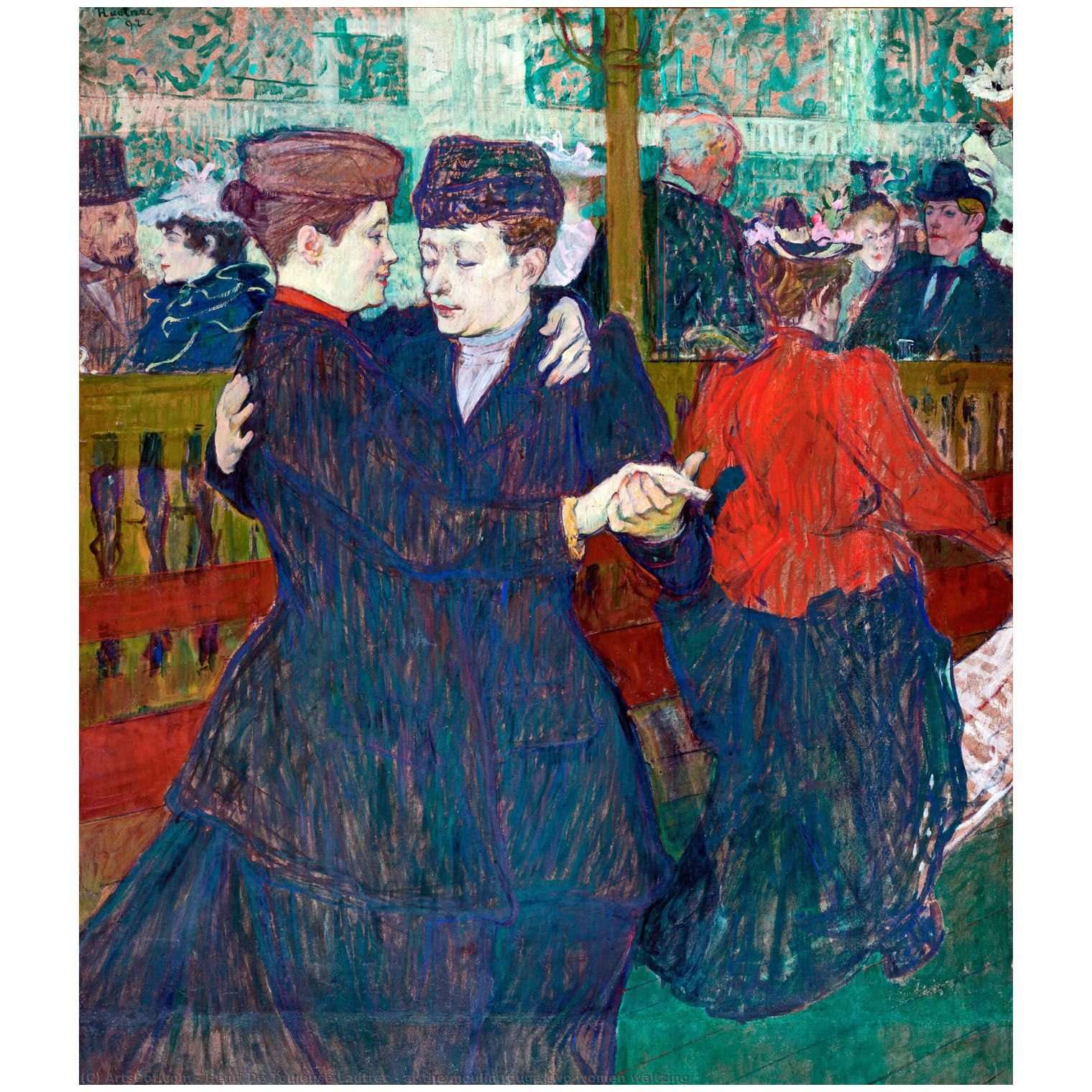  M   --Henri de Toulouse-Lautrec. Deux femmes dansant au Moulin-Rouge. 1892. National Gallery, Prague