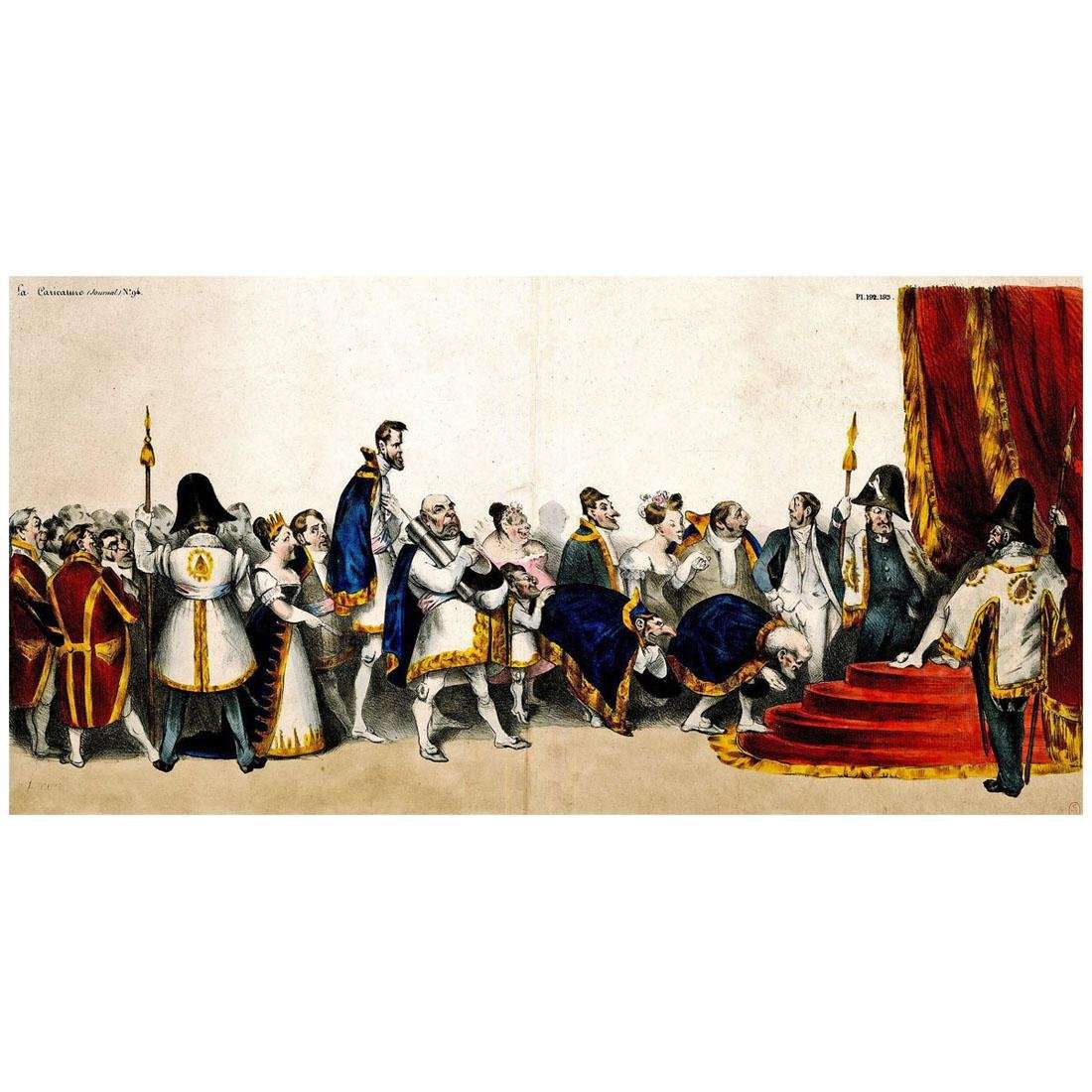  Honore Daumier. La cour du Roi Petaud. 1832. Llithographie color?e