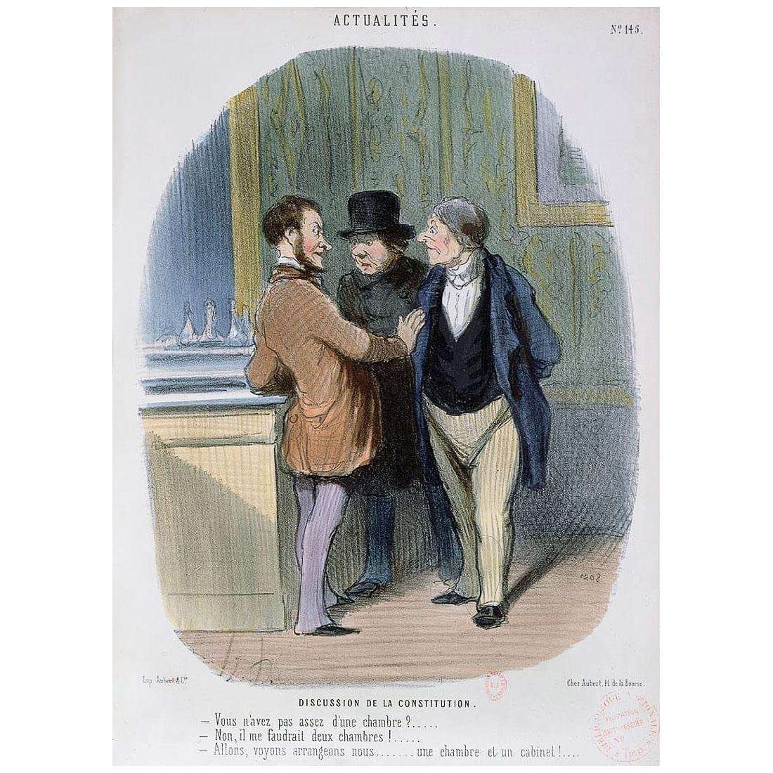  Honore Daumier. Discussion de la Contitution. 1848. Llithographie color?e