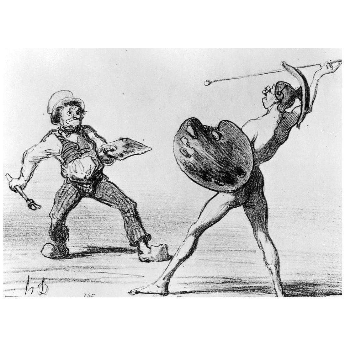  Honore Daumier. Bataille entre Id?alisme et R?alisme. 1850. Lithographie