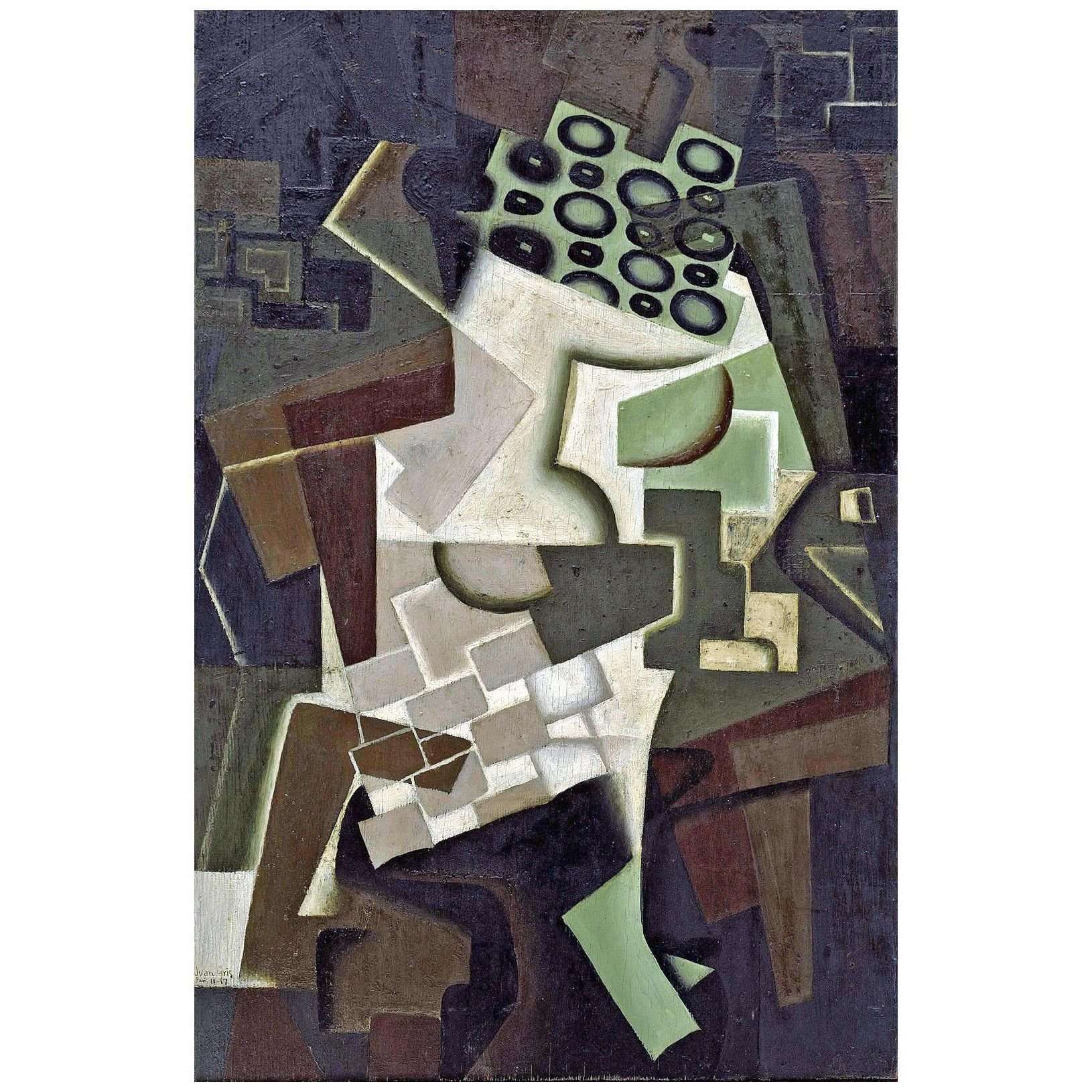  Juan Gris. Compotier et nappe ? carreaux. 1917. Guggenheim Museum NY