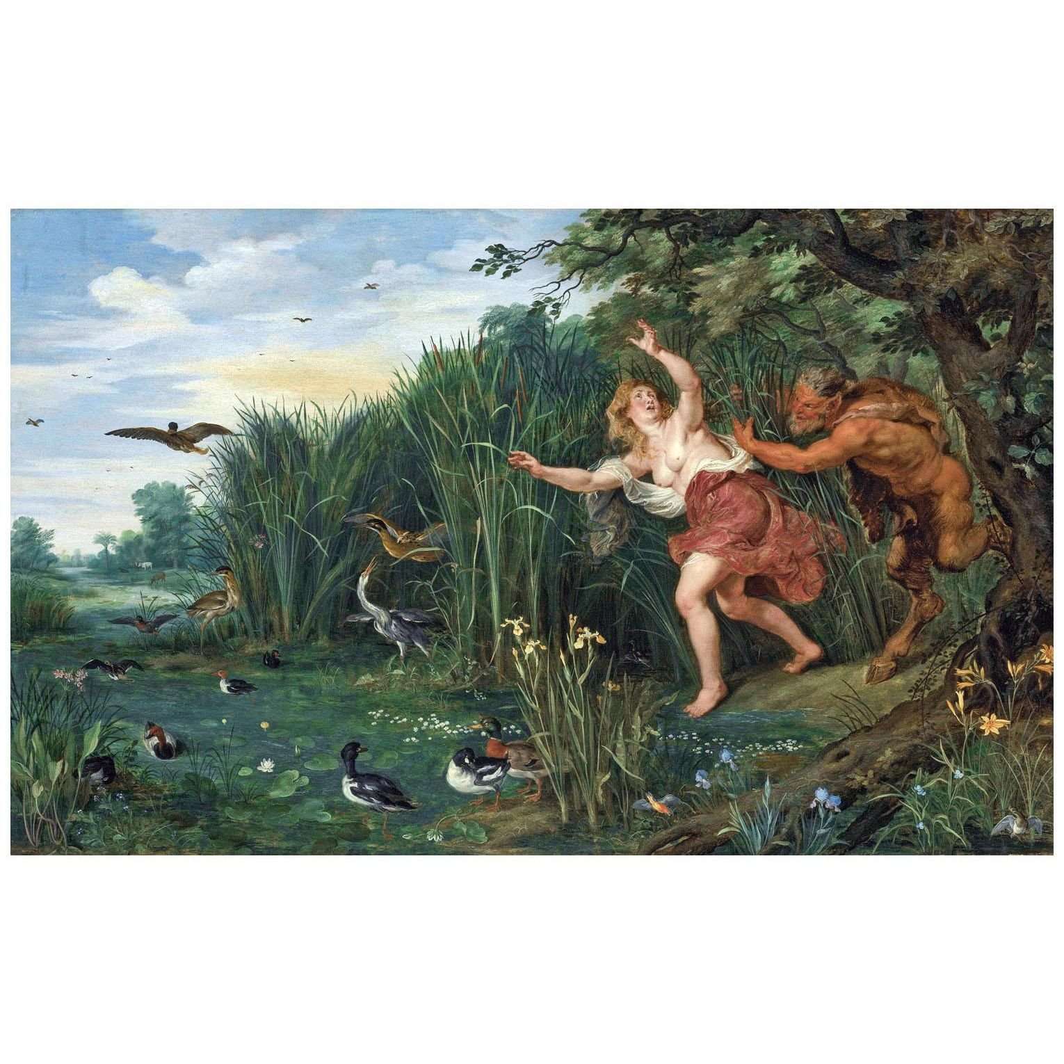   .Jan Breughel de Jonge, Peter Paul Rubens. Pan and Syrinx. 1640. Munchen Pinakothek