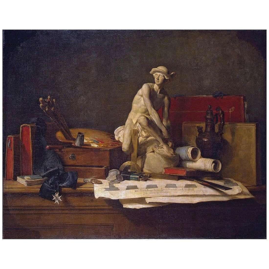    Jean-Baptiste Chardin. Nature morte avec des attributs des Arts. 1766. Hermitage