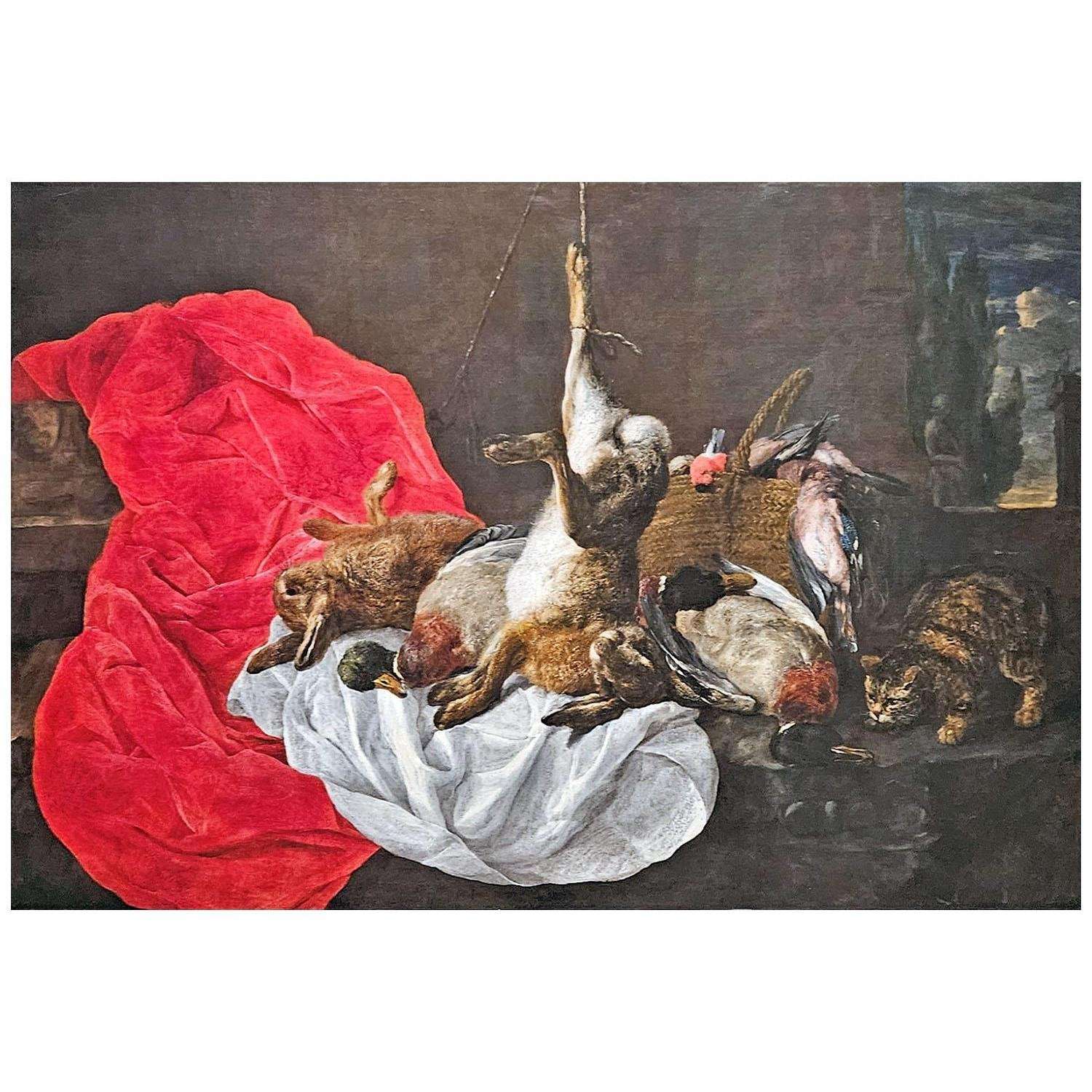  Jan Fyt. Still Life with a Red Curtain. 1640-1660. Norton Museum Pasadena
