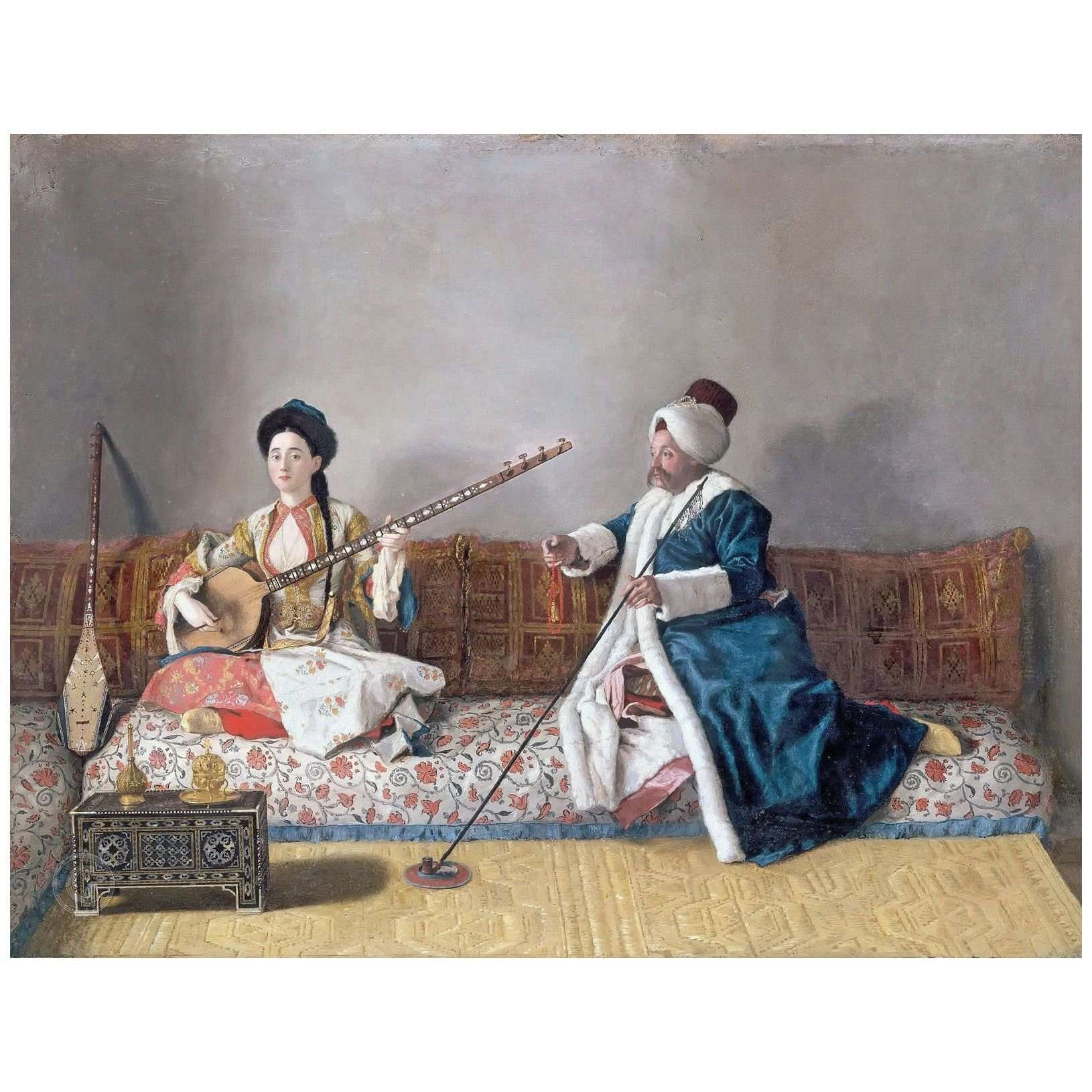   Jean-Etienne Liotard. Francis Levett avec H?l?ne Glavani en costume turc. 1740. Louvre
