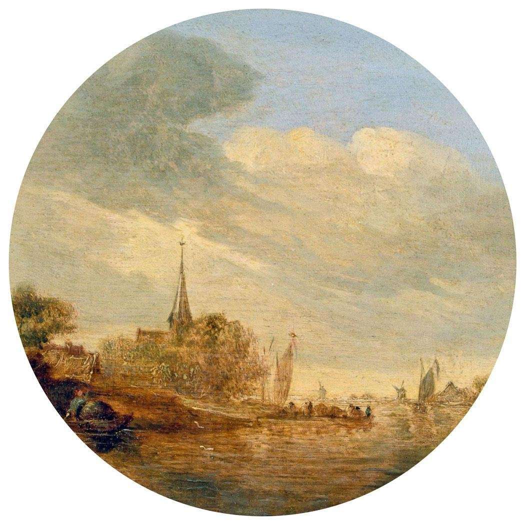  Jan van Goyen. River Bank with the Church. 1641. Hermitage, St-Petersburg