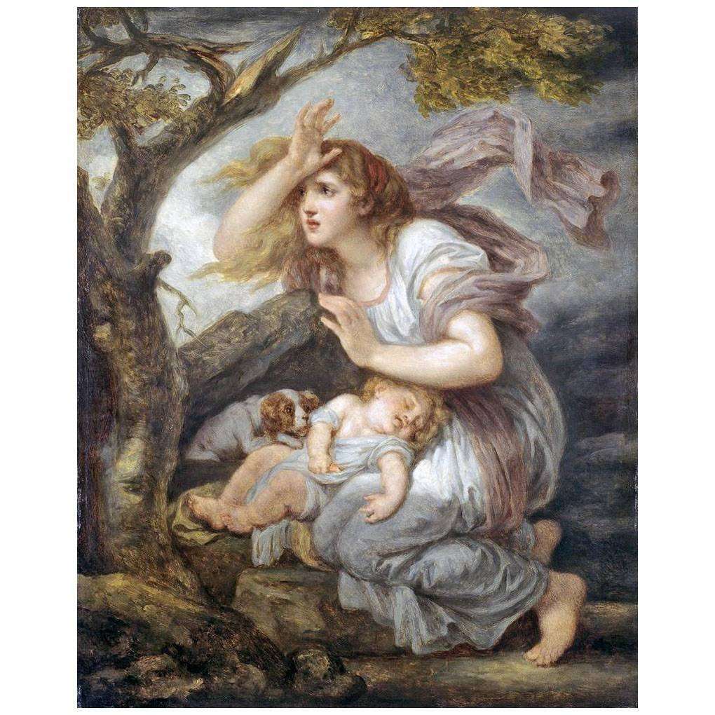 - Jean Baptiste Greuze. Jeune femme effrayee par lorage. MUSBA, Bordeaux