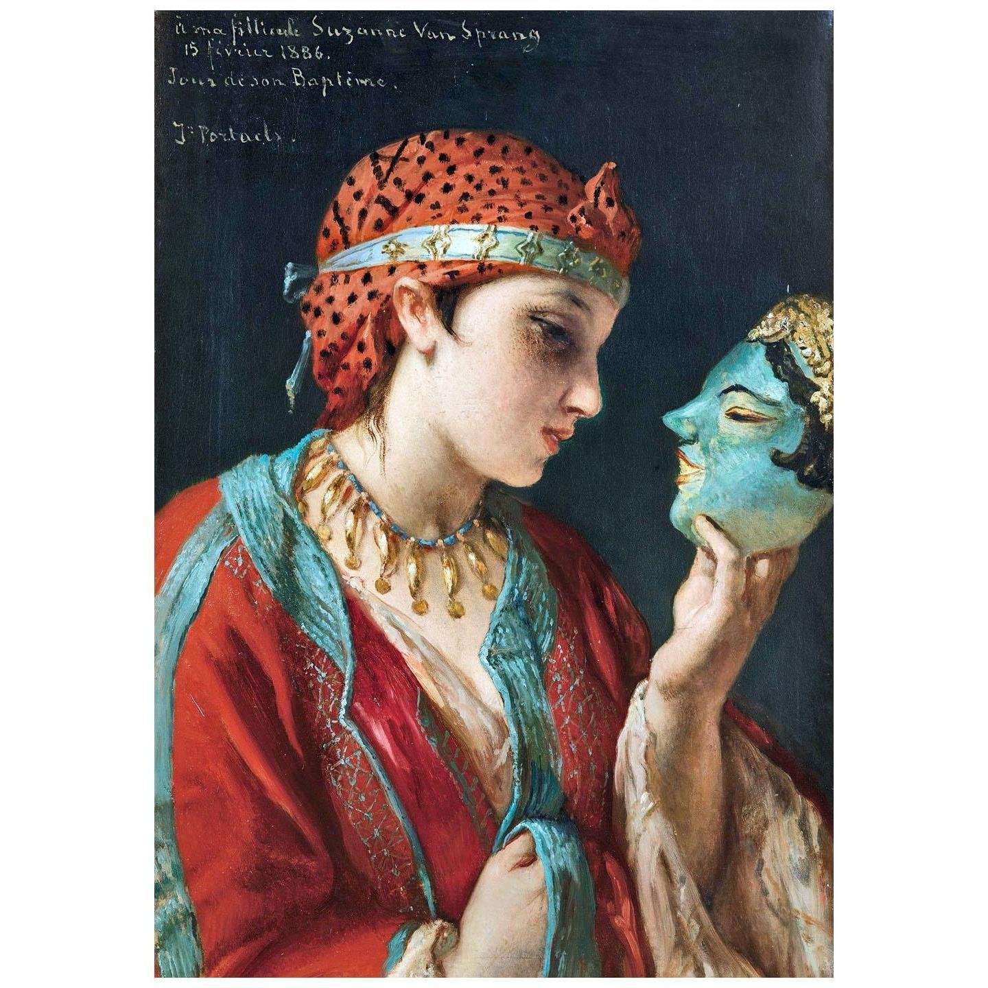 - Jean-Francois Portaels. Yong Girl with a Mask. 1886. Private collection